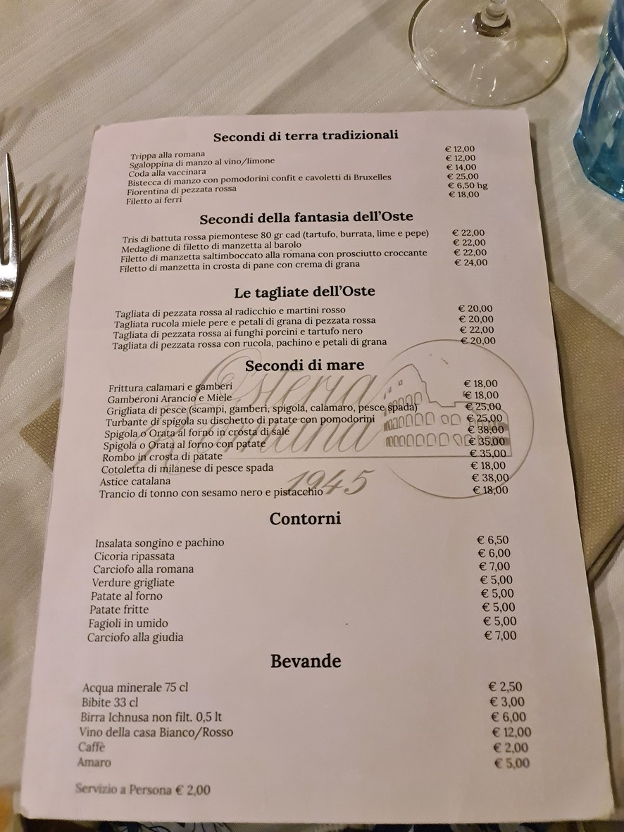 Osteria Romana - Aurelia menu 2