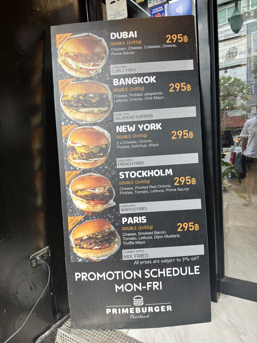 Prime Burger Thong Lo menu 1