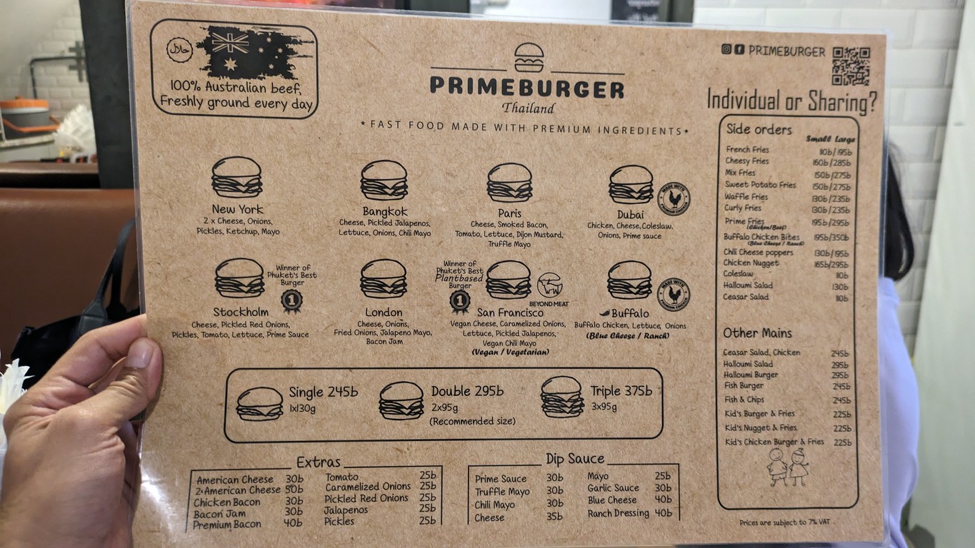 Prime Burger Thong Lo menu 2