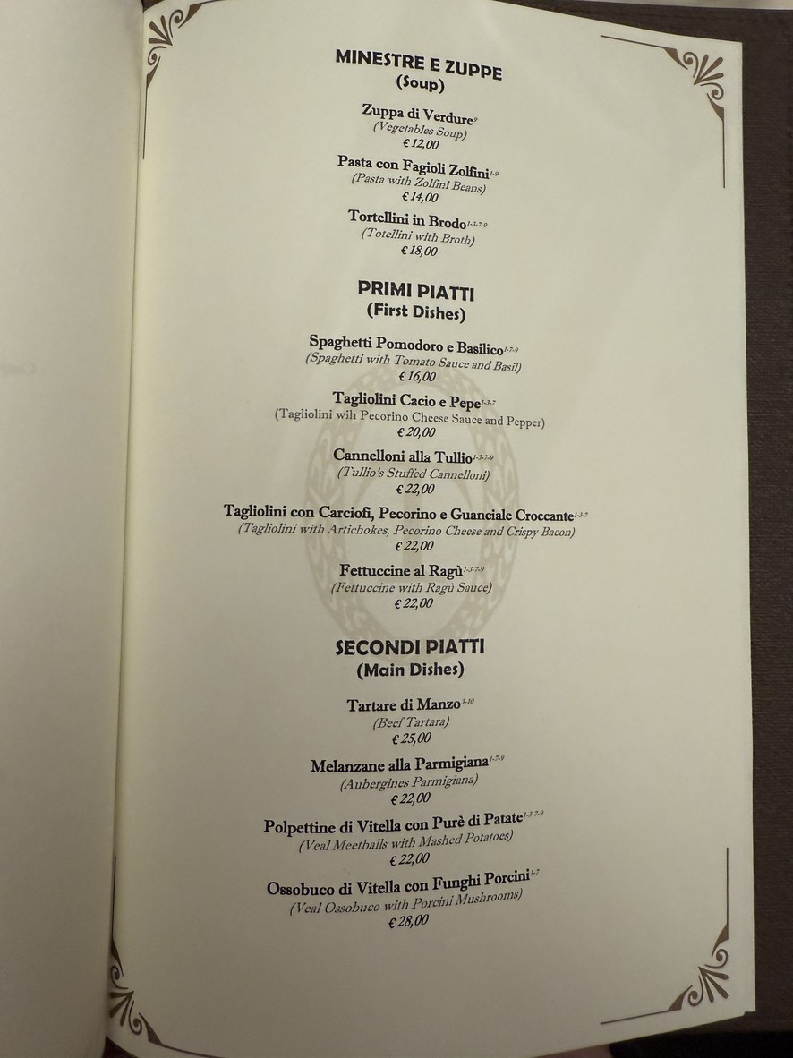 Tullio Restaurant menu 2