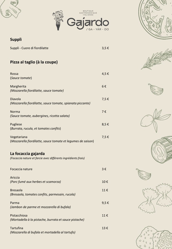 GAJARDO - ga - yàr - do | Restaurant italien à Paris menu 3