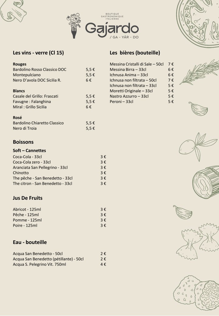 GAJARDO - ga - yàr - do | Restaurant italien à Paris menu 4
