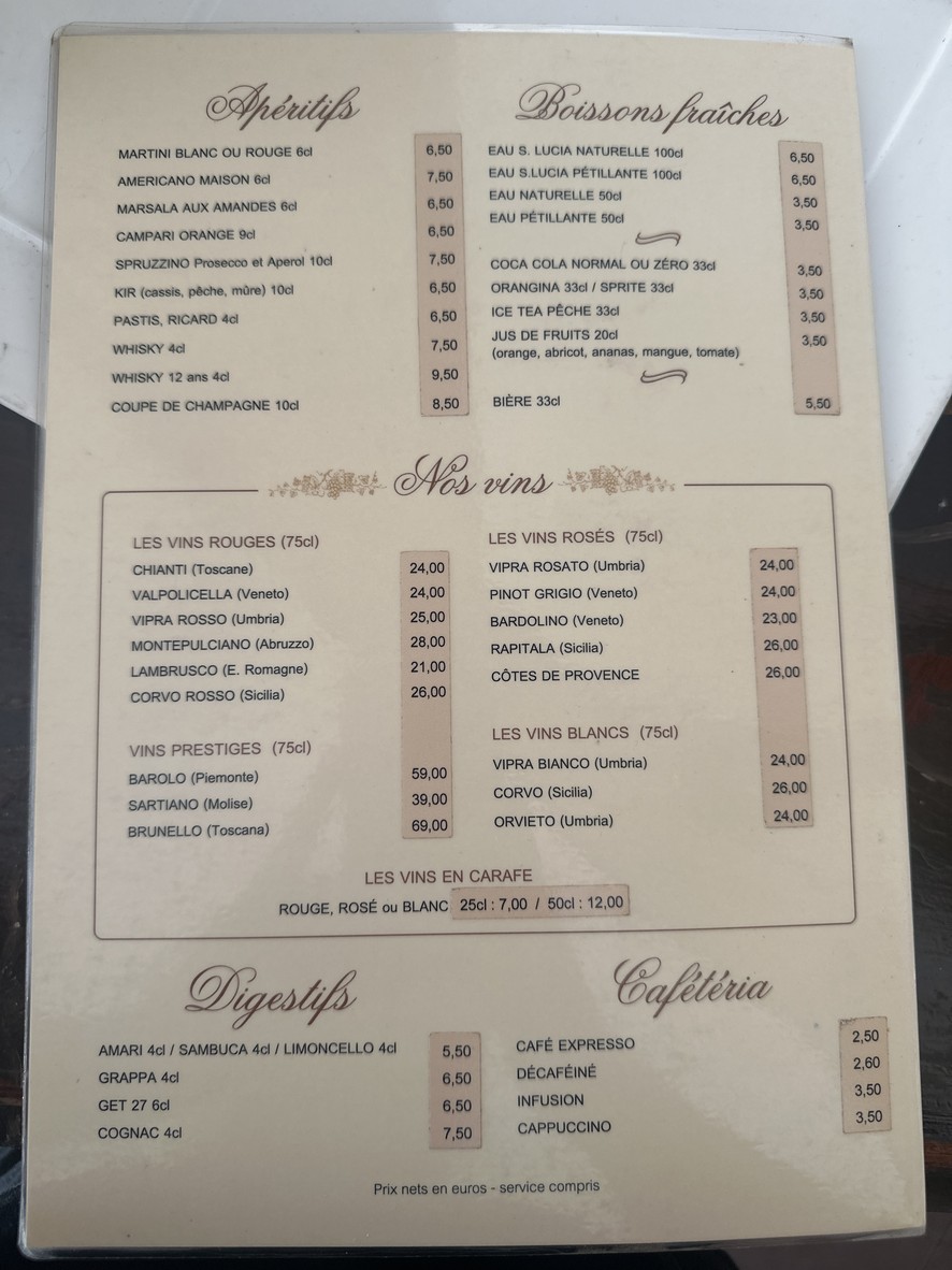 O' Sole Mio menu 3