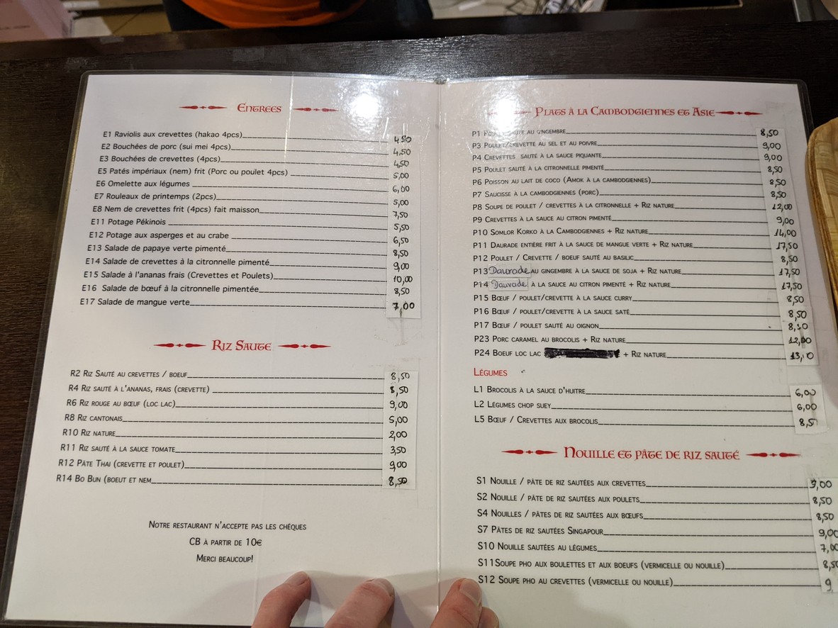 Kaun Neak Sre menu 2