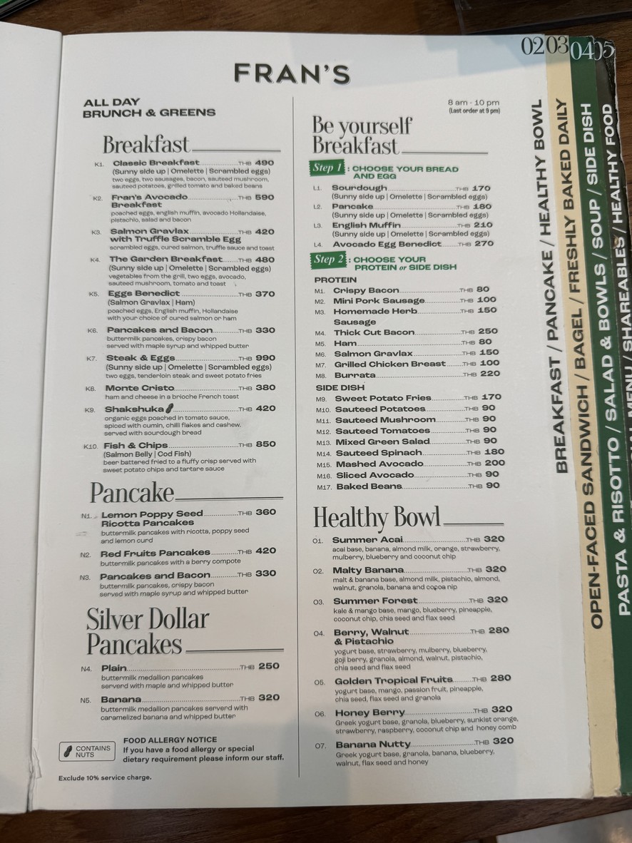 Fran’s Sukhumvit 49 menu 1
