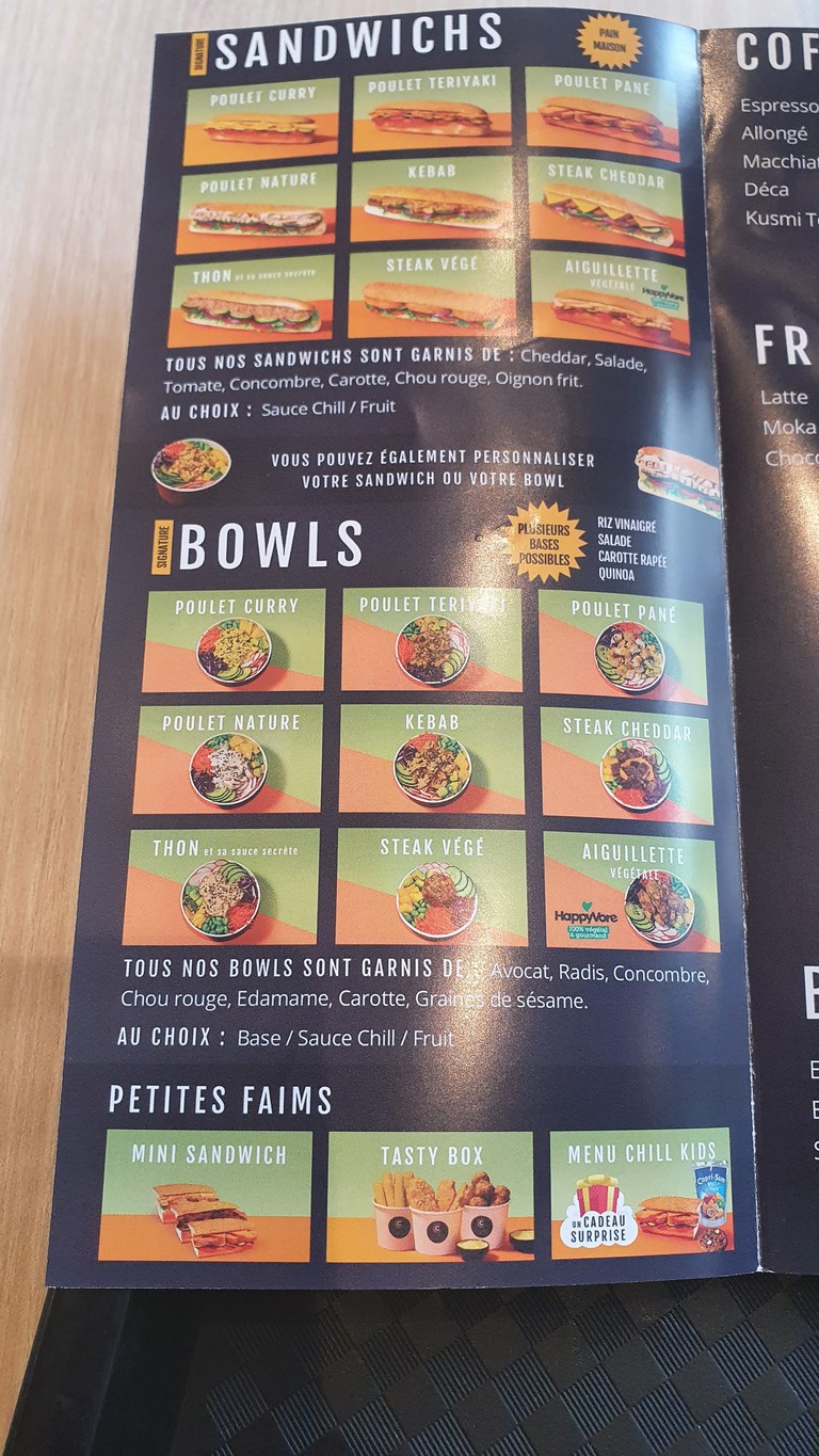 Le Chill'- Bezons menu 1