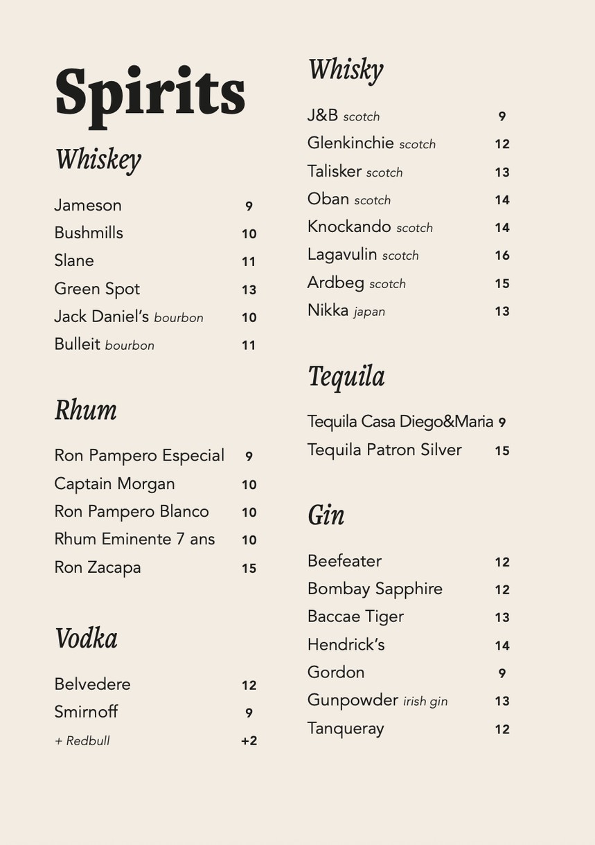 Little Temple Bar menu 2