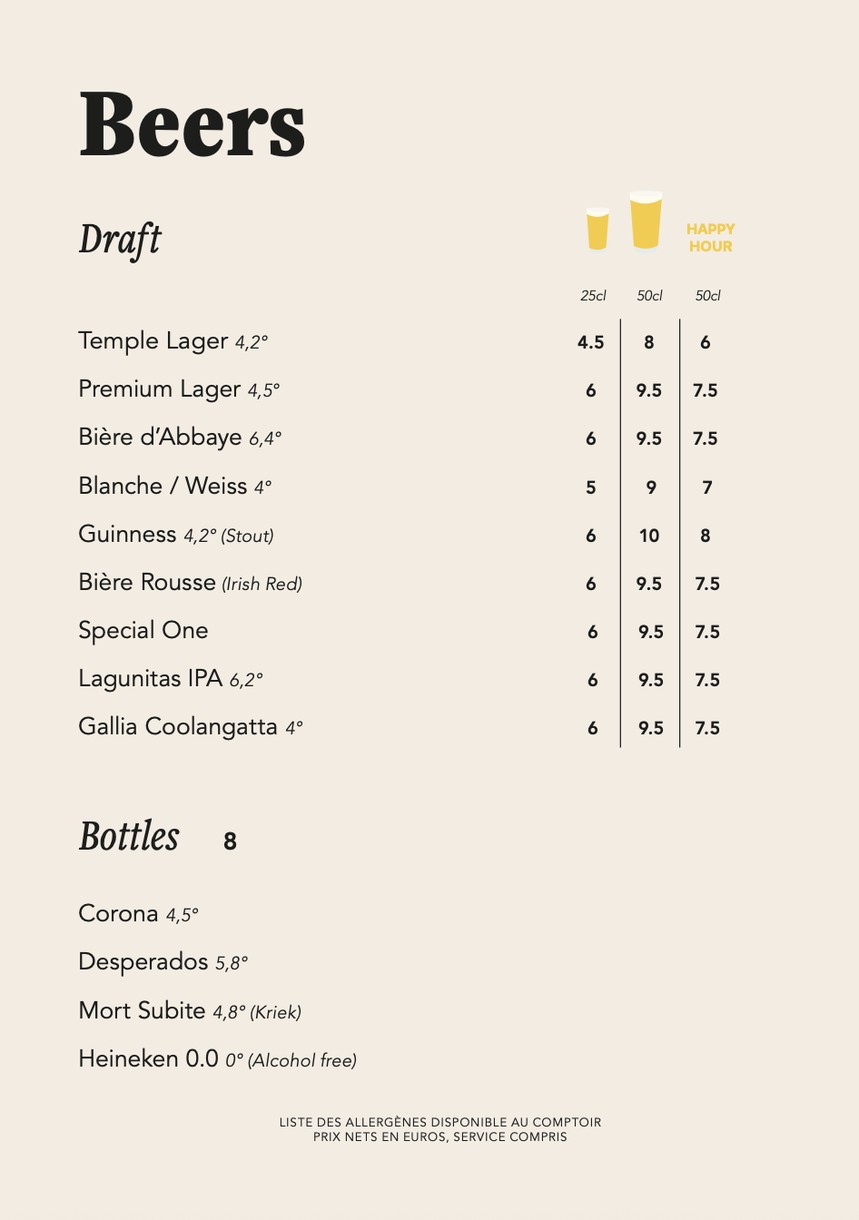 Little Temple Bar menu 3