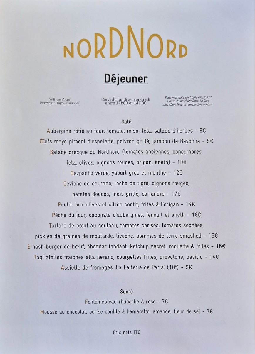 Nord Nord menu 2