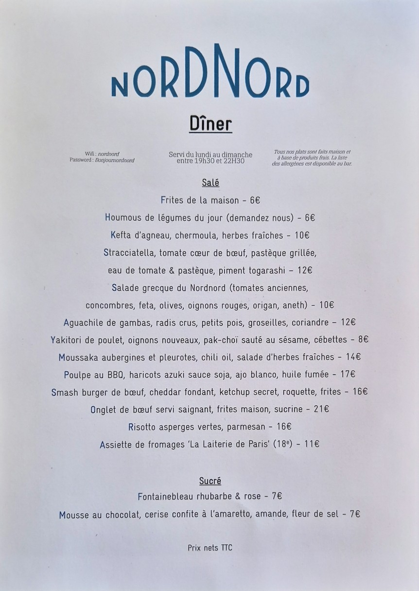 Nord Nord menu 3