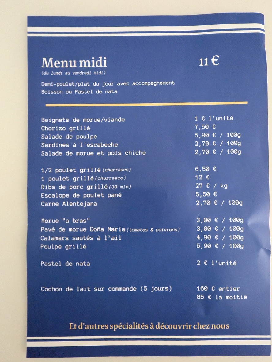 Le nid à Frango menu 2