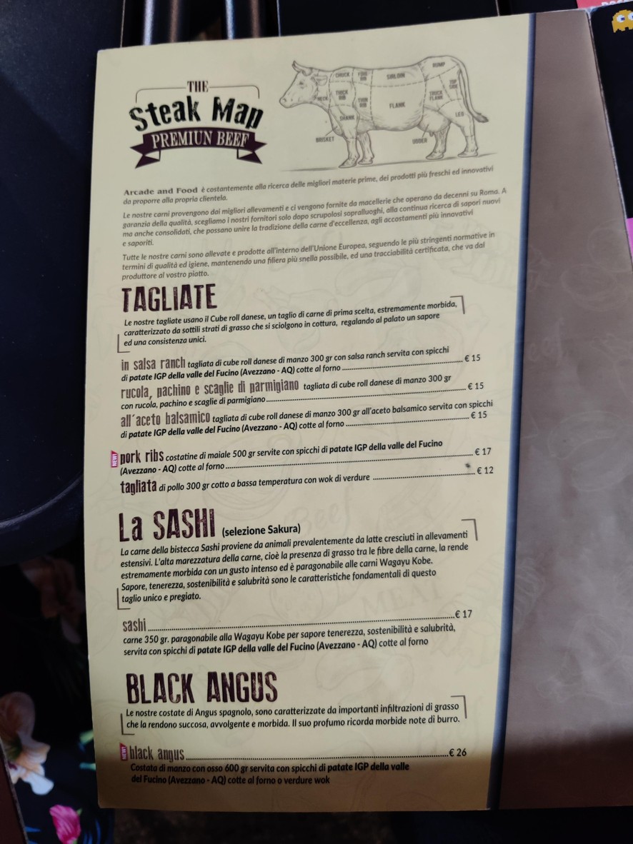 Arcade and Food menu 2