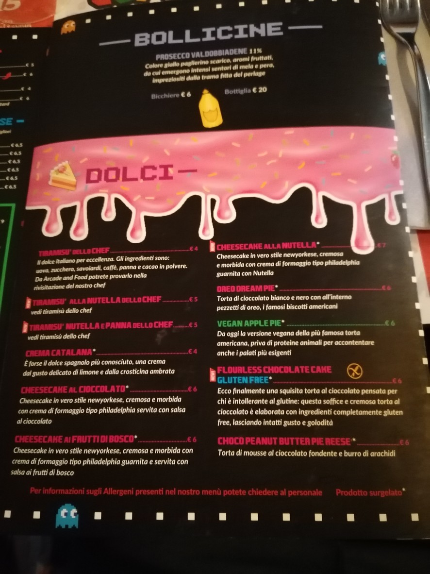 Arcade and Food menu 4