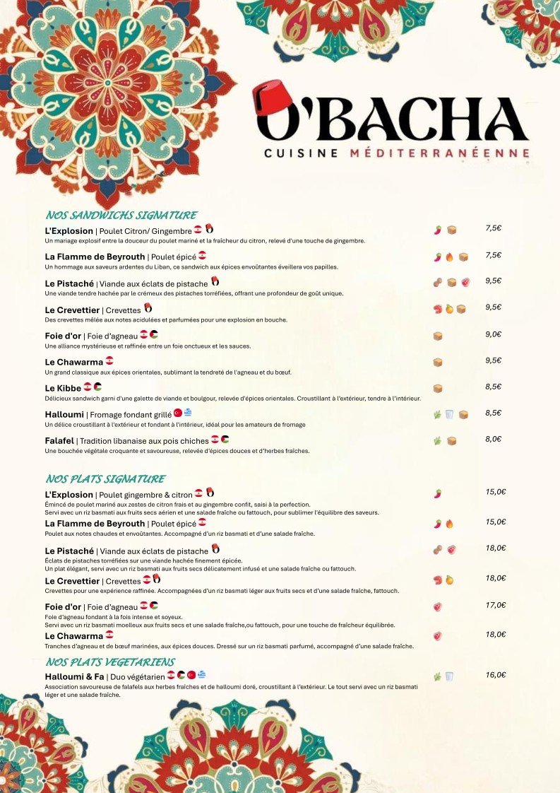 O'BACHA menu 2