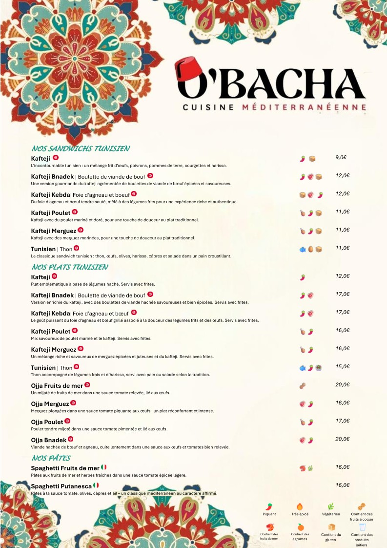 O'BACHA menu 3