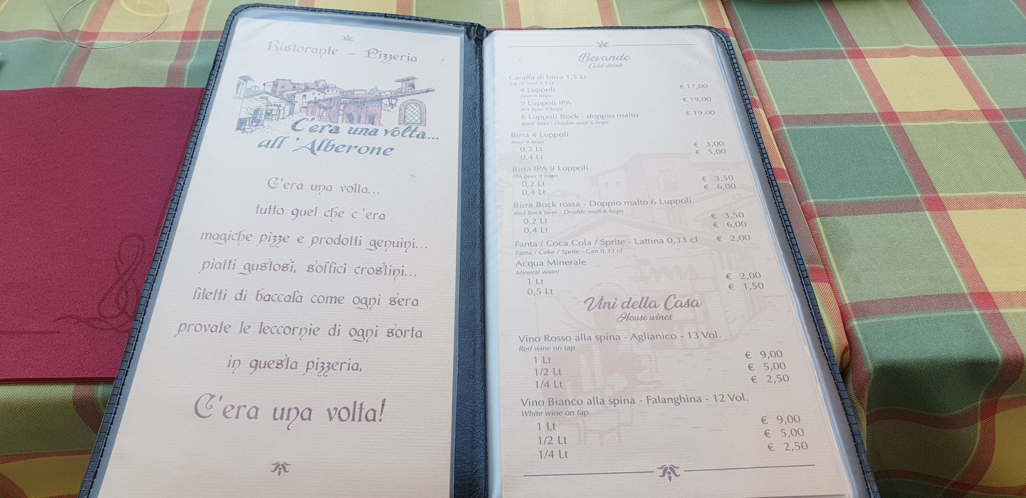 C'era una volta menu 1