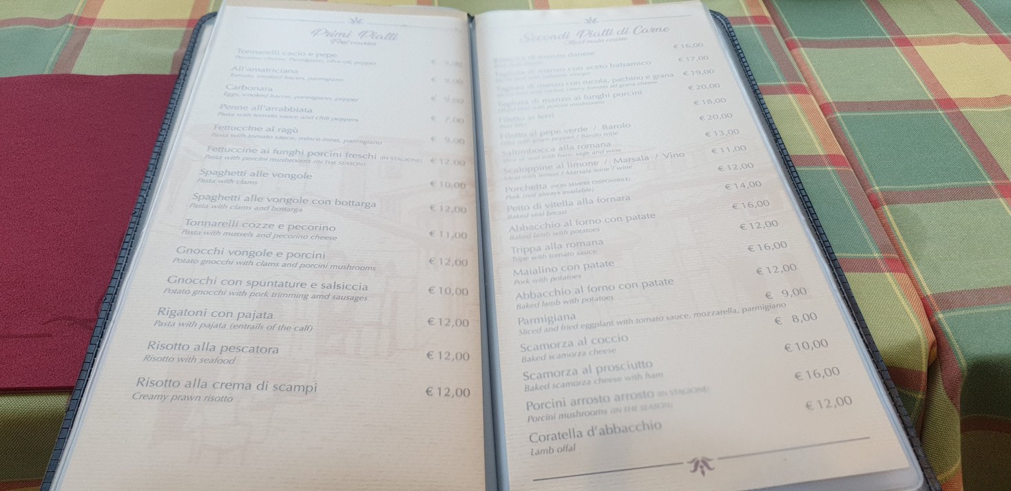 C'era una volta menu 3