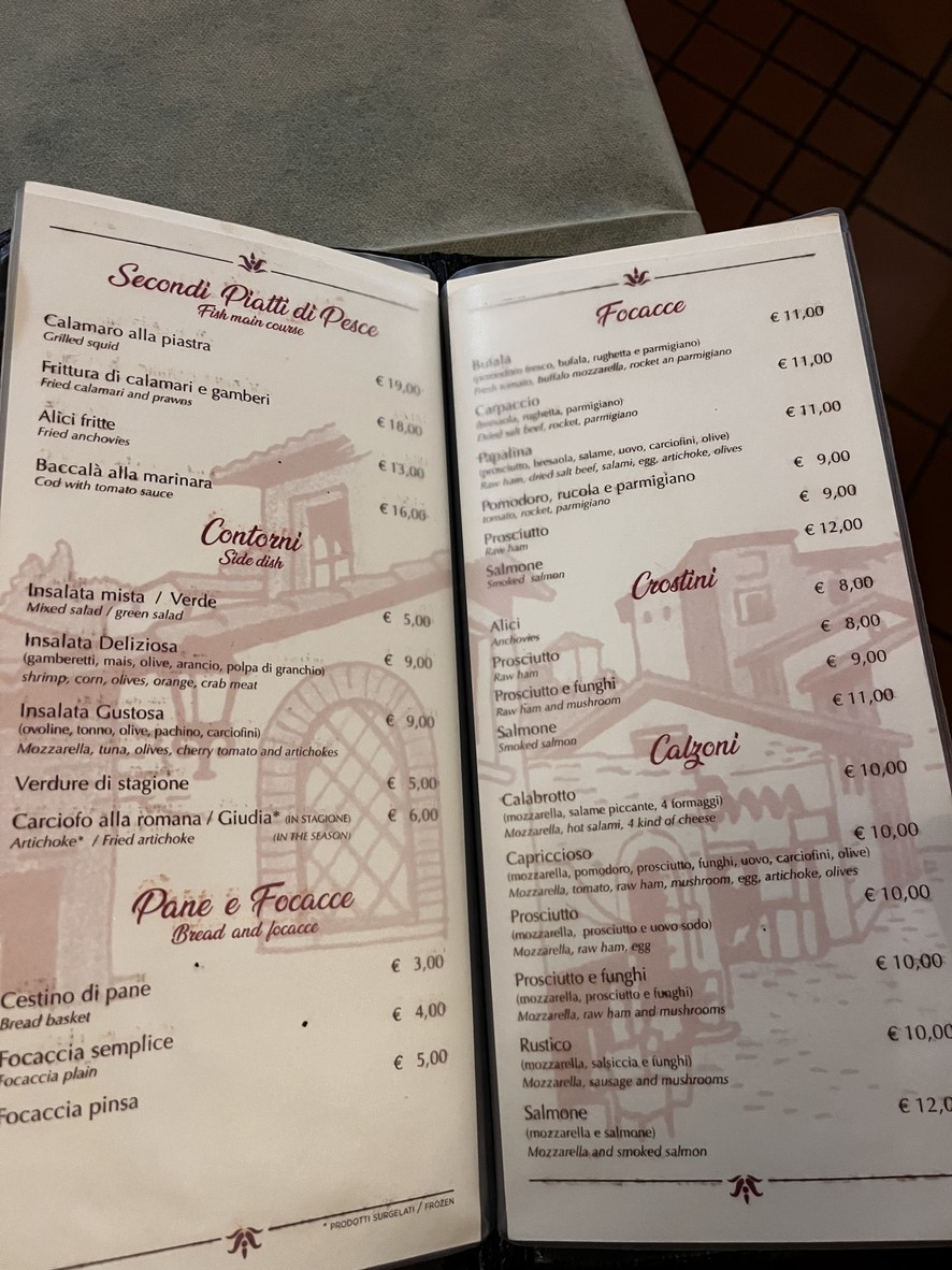 C'era una volta menu 4