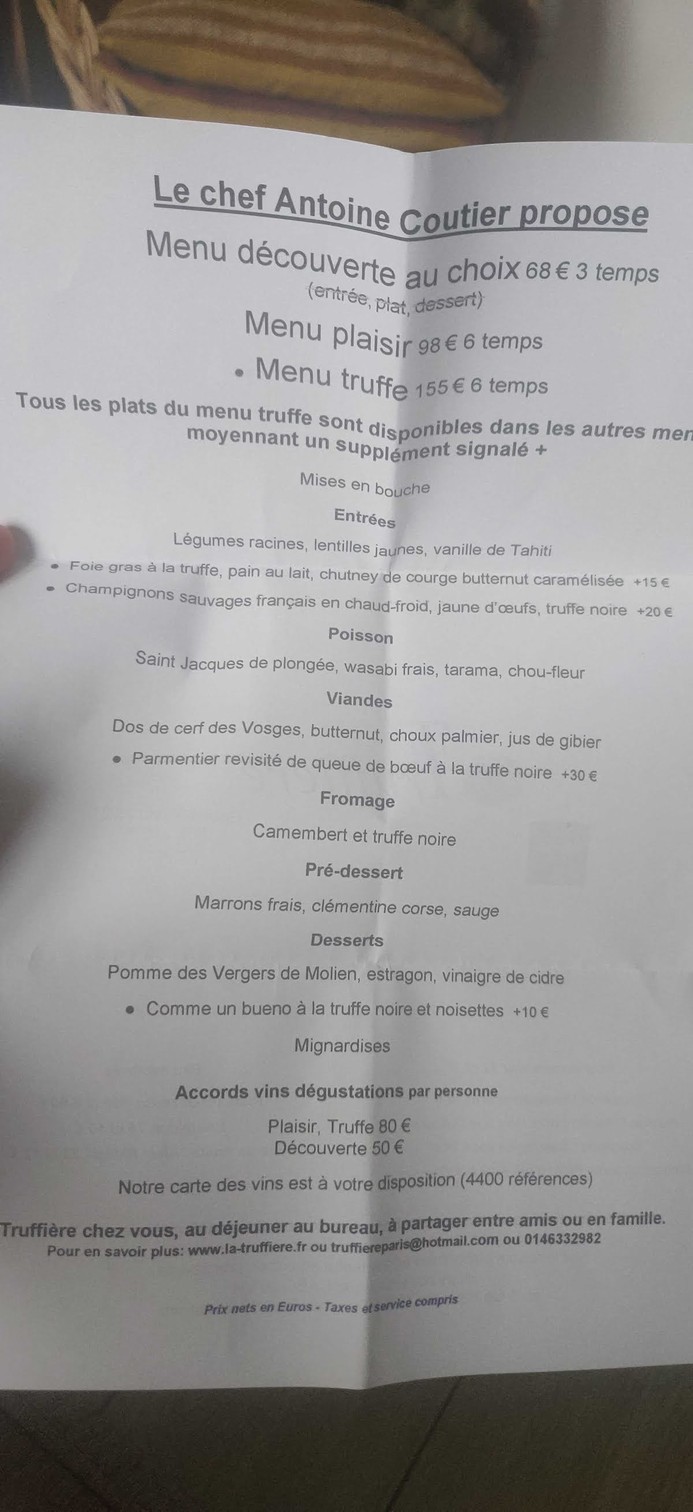 La Truffière menu 2