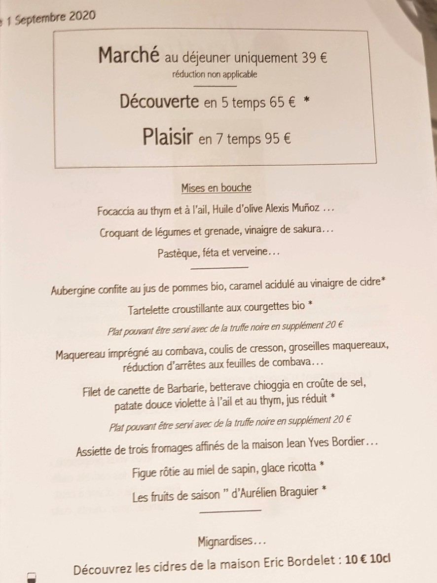 La Truffière menu 3