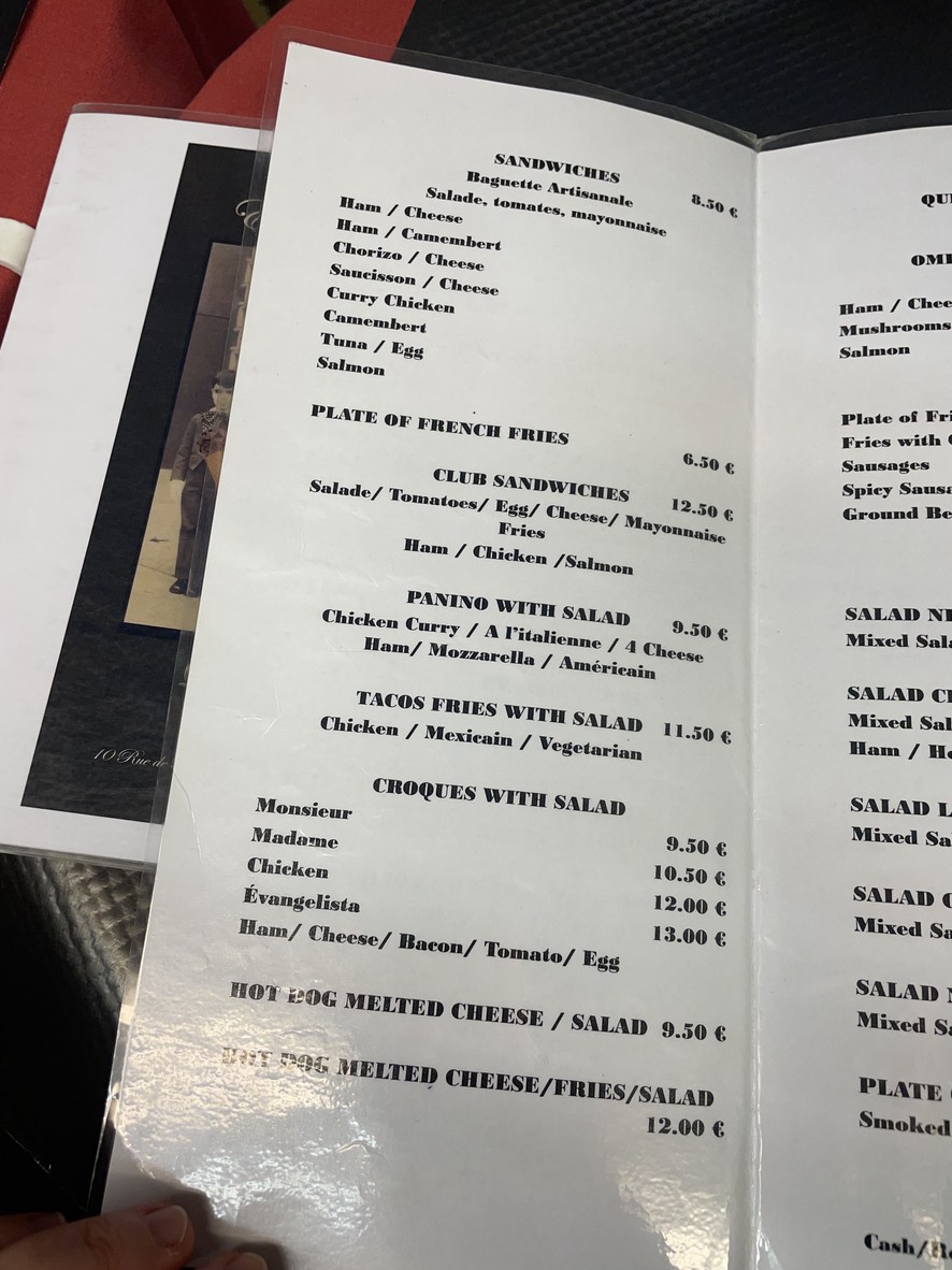 Société Evangelista menu 1