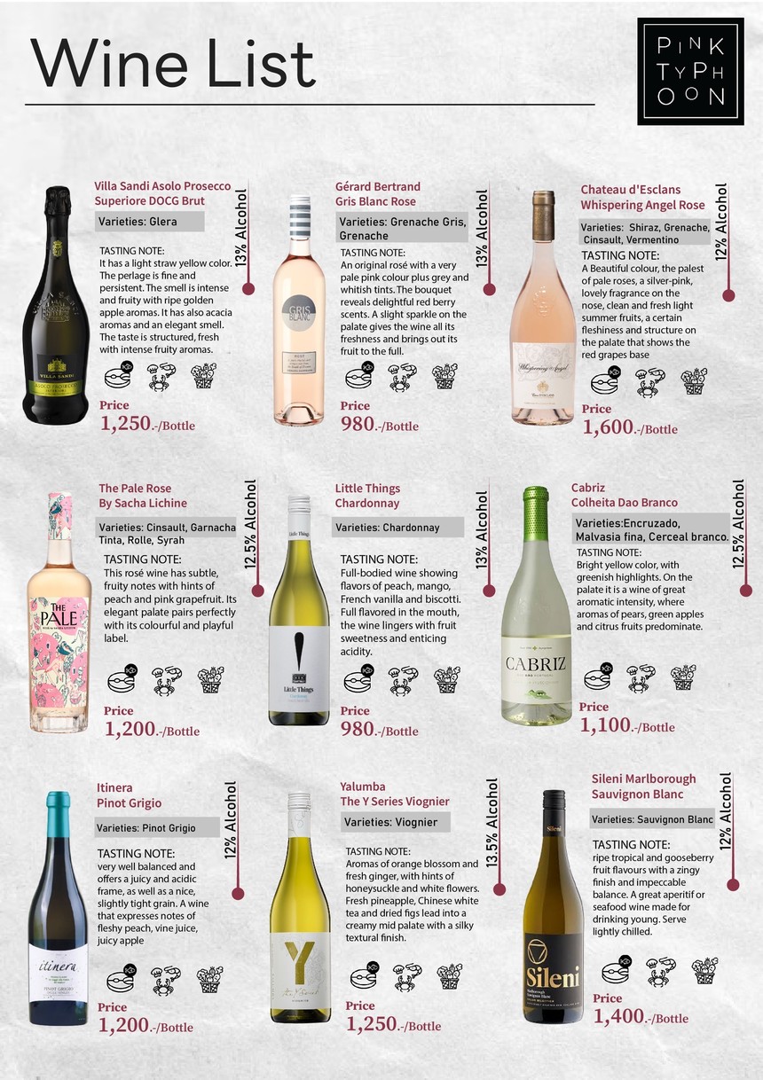 PINK TYPHOON Creative Pasta, Steak & Wine menu 7