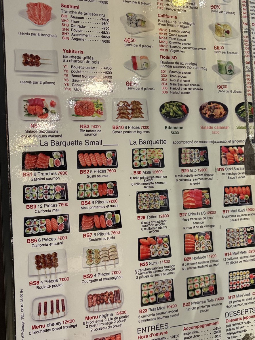 Sushi Bar menu 1