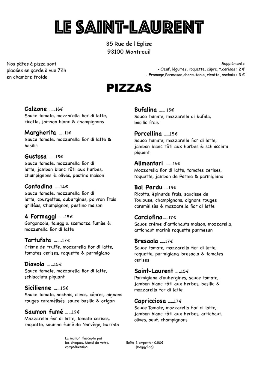 Restaurant Le Saint-Laurent menu 2
