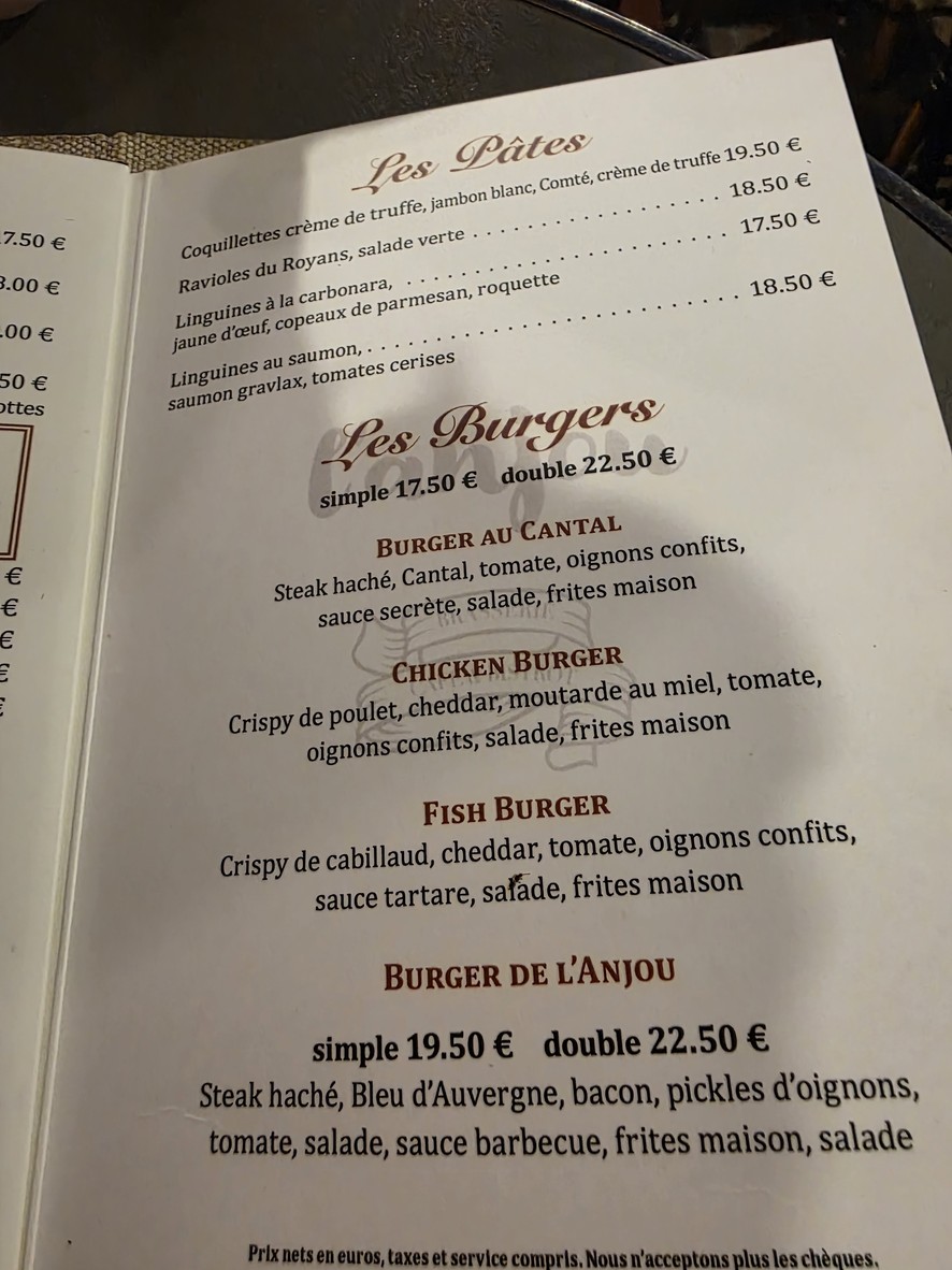 Brasserie l'Anjou menu 2