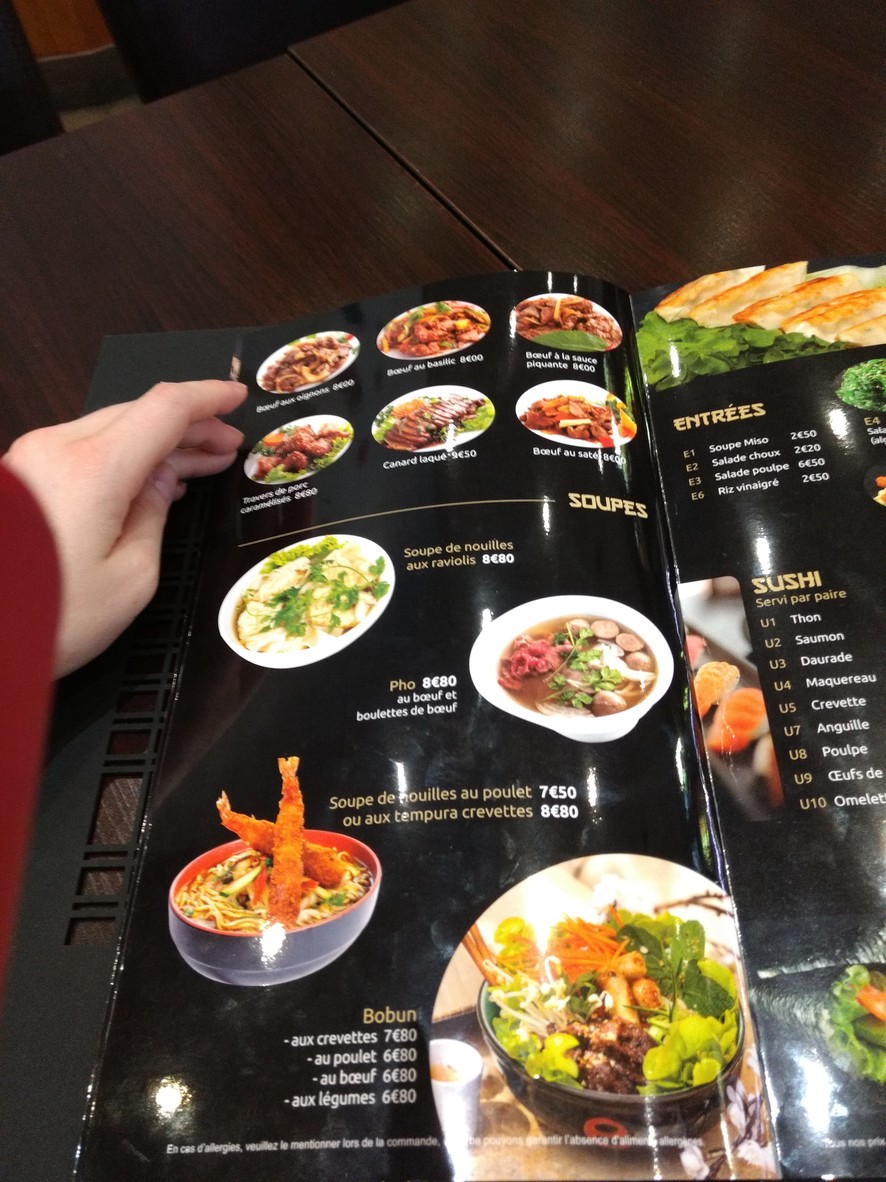 Restaurant Japonais Asie B7 menu 1