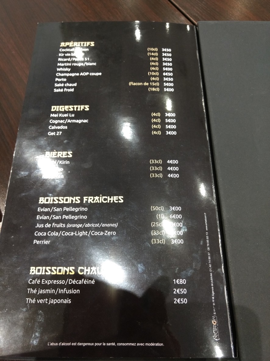 Restaurant Japonais Asie B7 menu 10