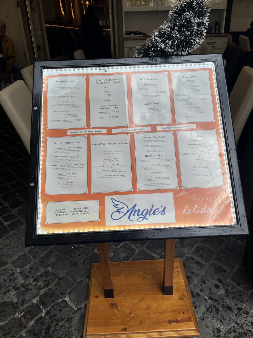 Angie’s Restaurant menu 1