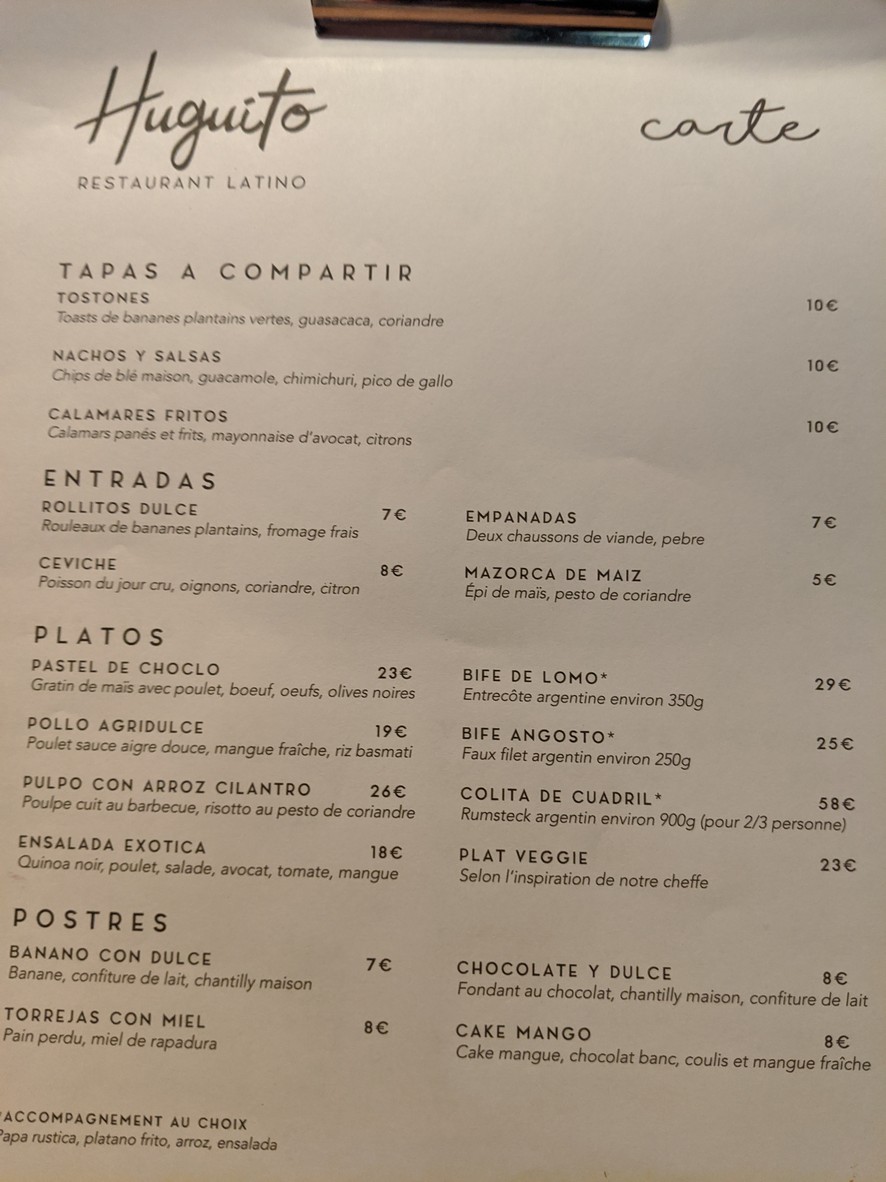 Huguito menu 1