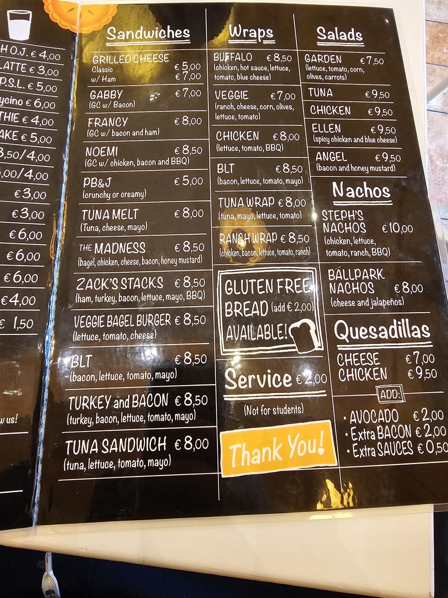 Homebaked Porta Cavalleggeri menu 2