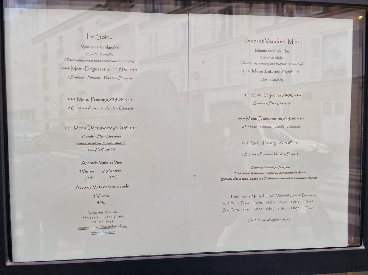 L'Archeste menu 1