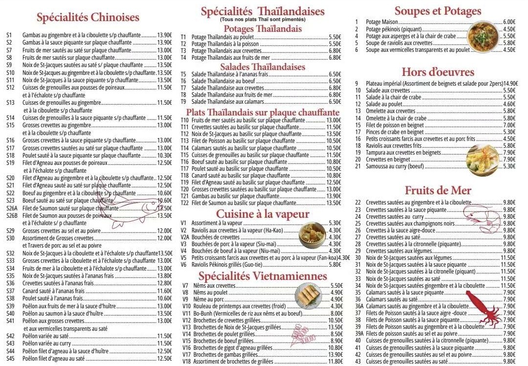 Etoile du Bonheur menu 2