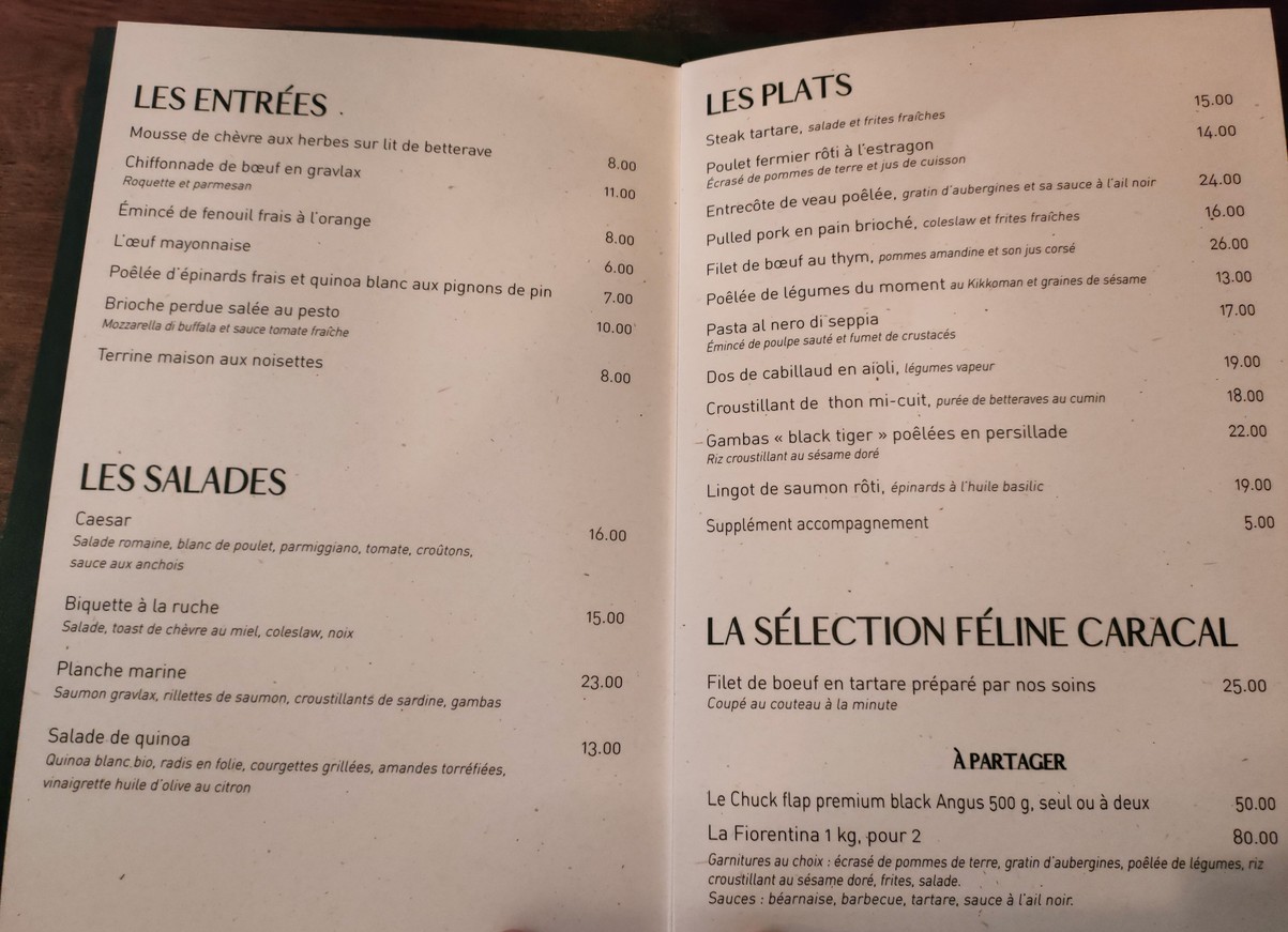 CARACAL - Restaurant - Saint Mandé menu 2
