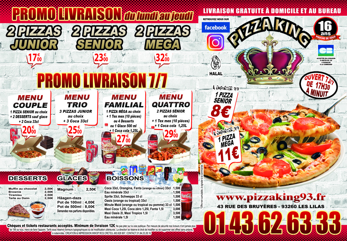 Pizza King menu 1