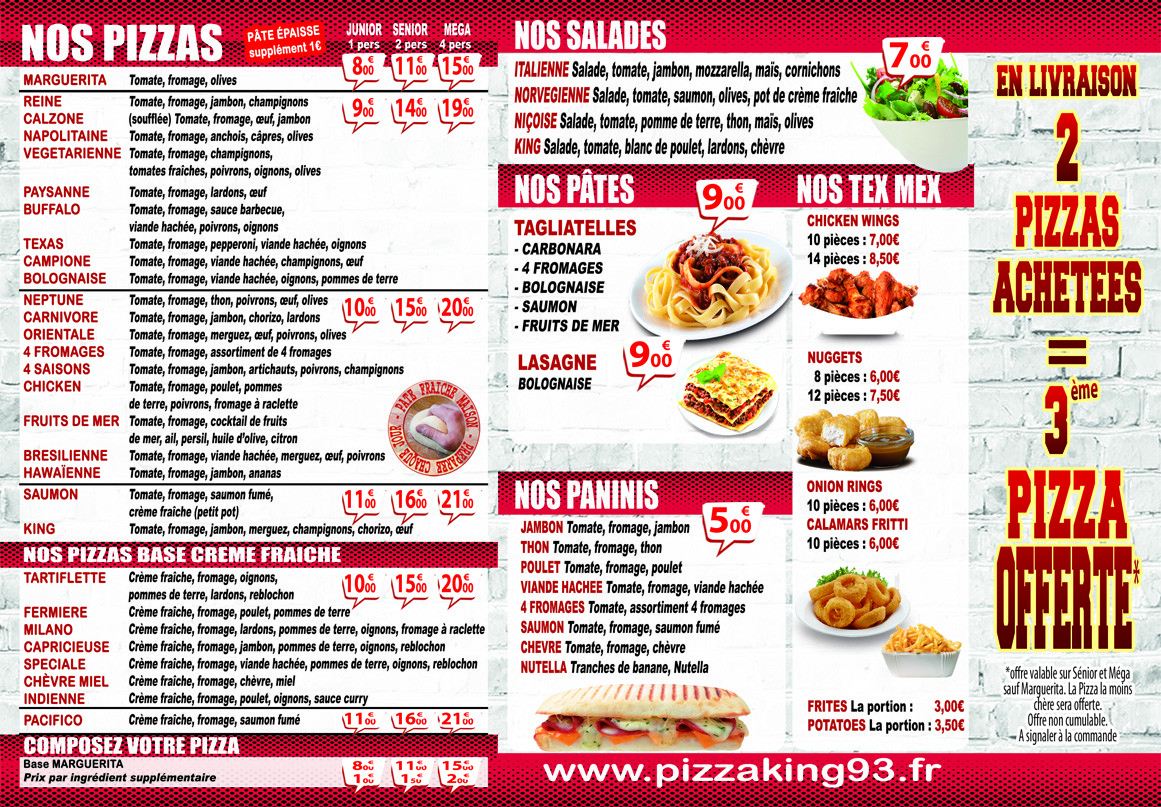 Pizza King menu 2