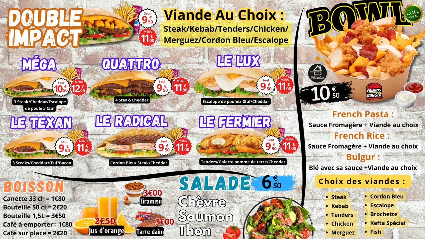 Friends Burger menu 3
