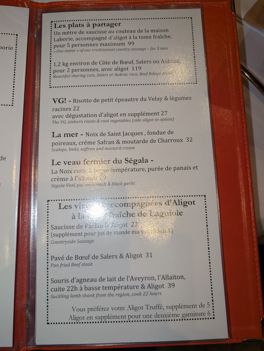 Ambassade d’Auvergne menu 2