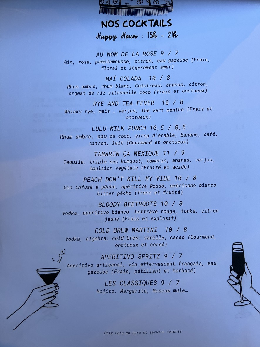 Restaurant Musa Belleville - Paris 20 menu 3