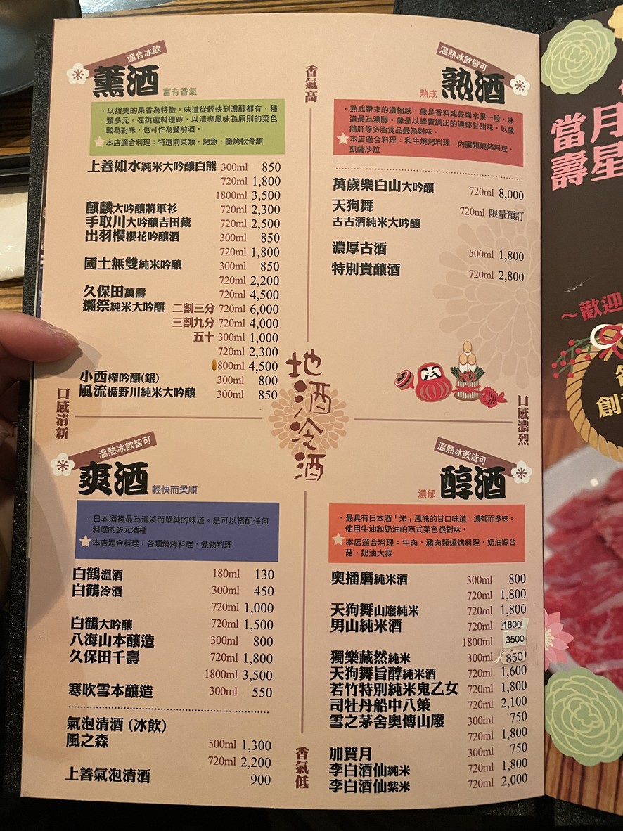 shāo ròu gōng fáng tái běi-sake bar menu 3