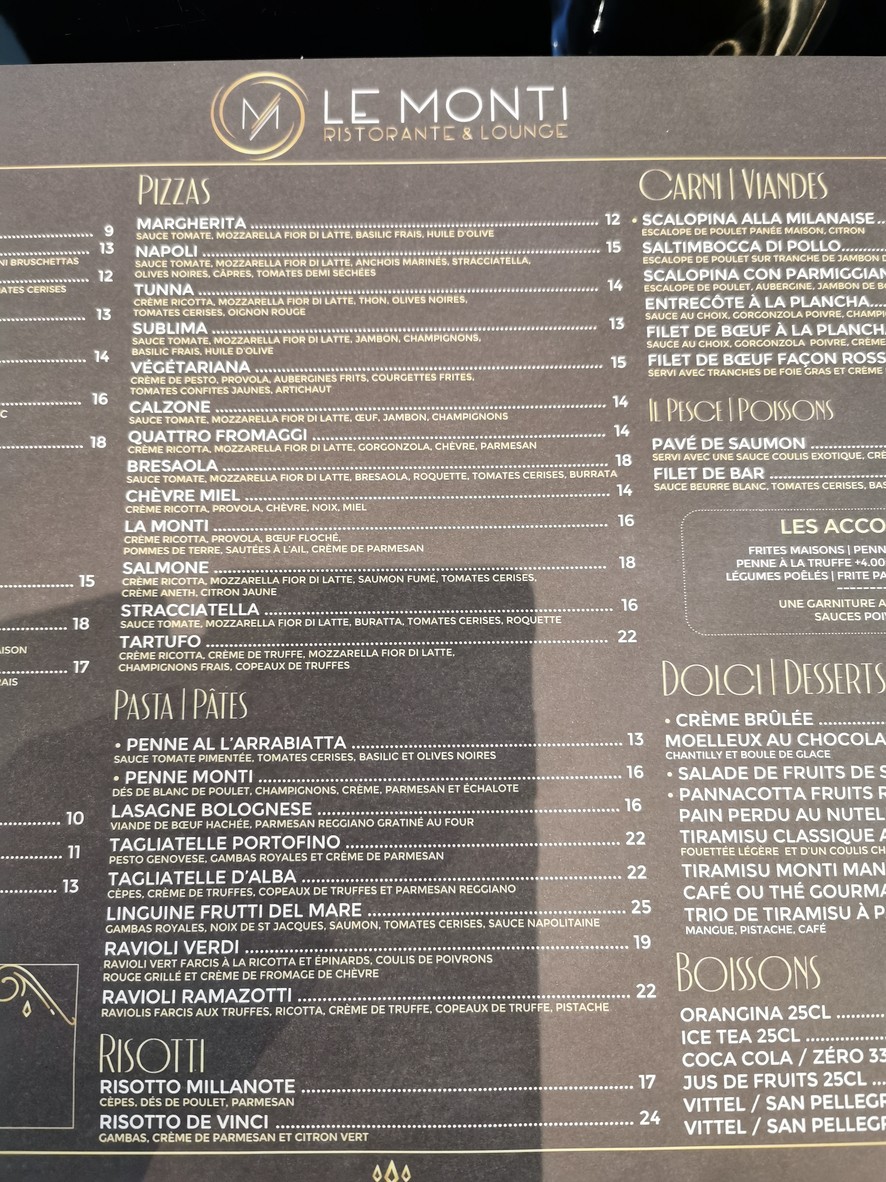 Le Monti Restaurant menu 3