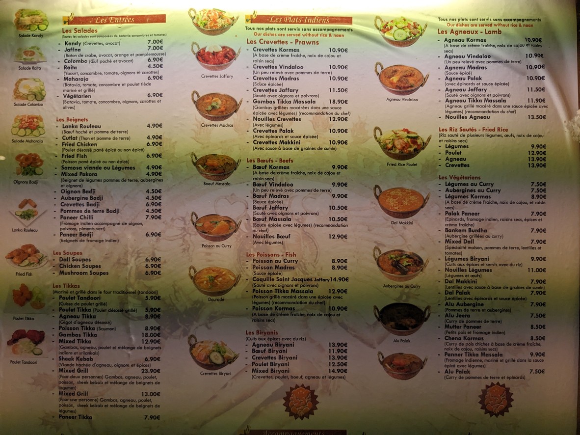 Le Maharaja since 2001 menu 1