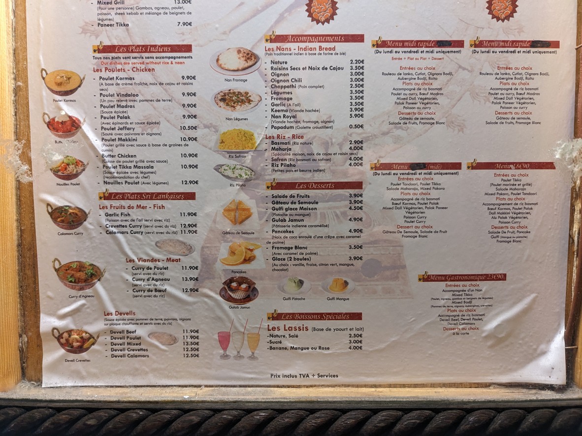 Le Maharaja since 2001 menu 2