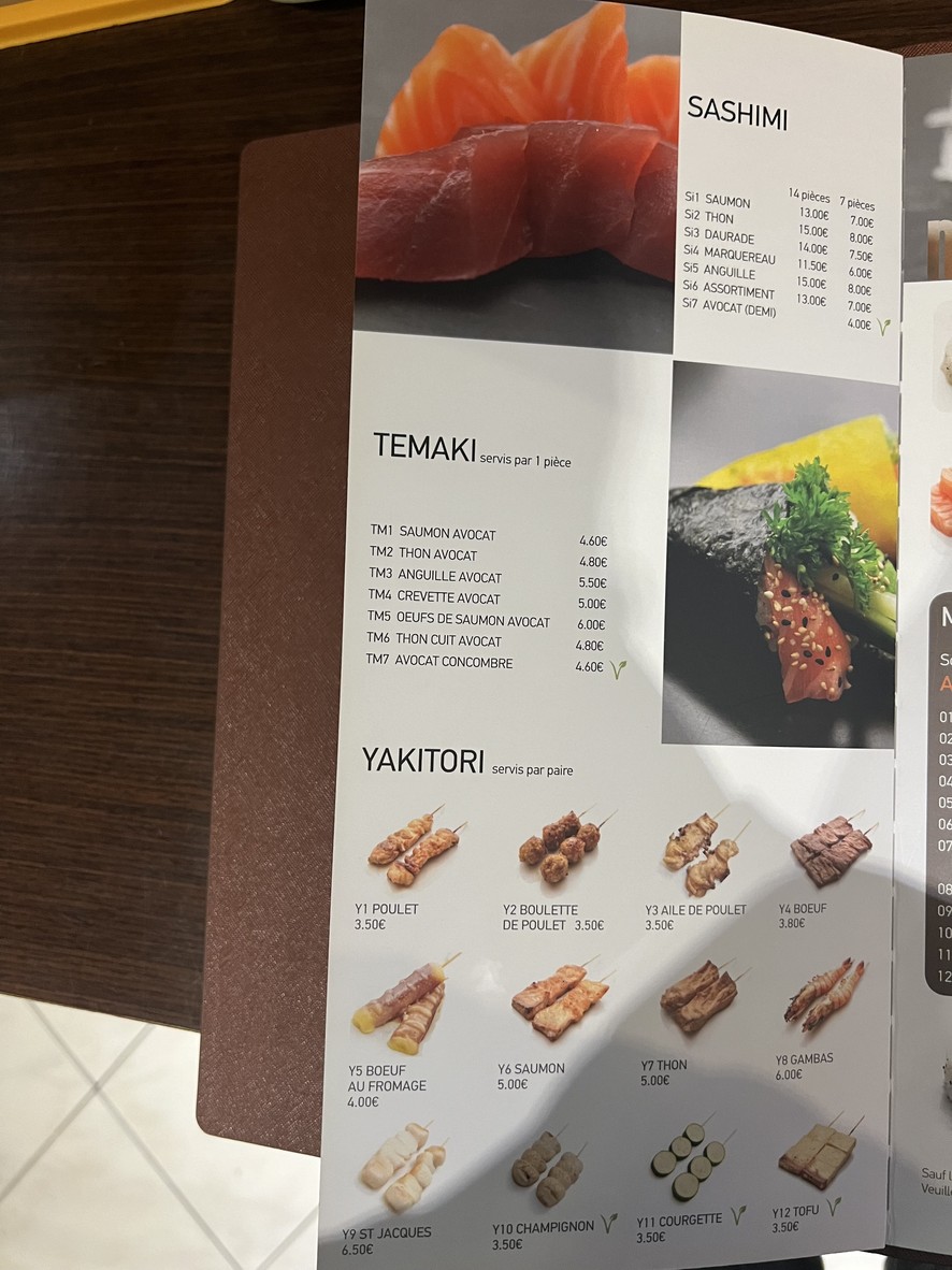 Restaurant Japonais Tasty Sushi menu 2