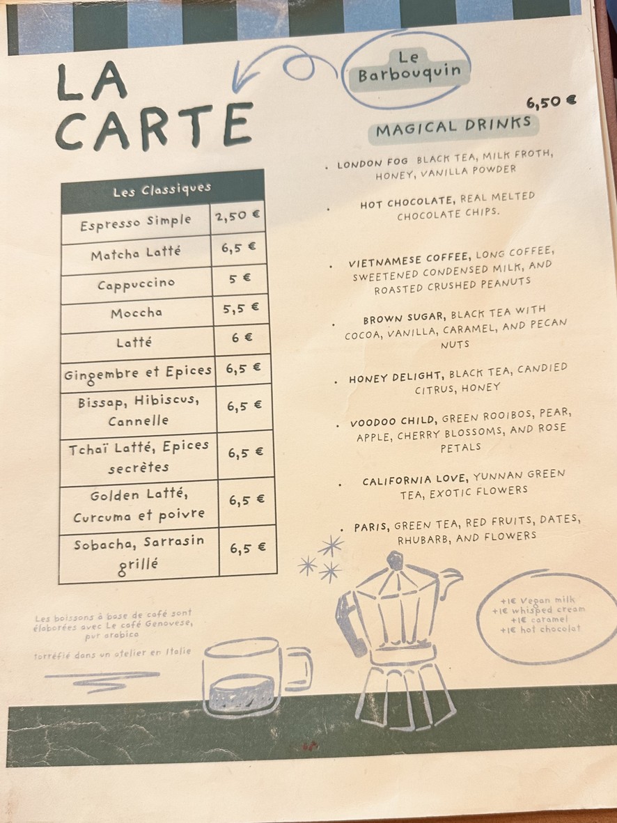 Le Barbouquin menu 1