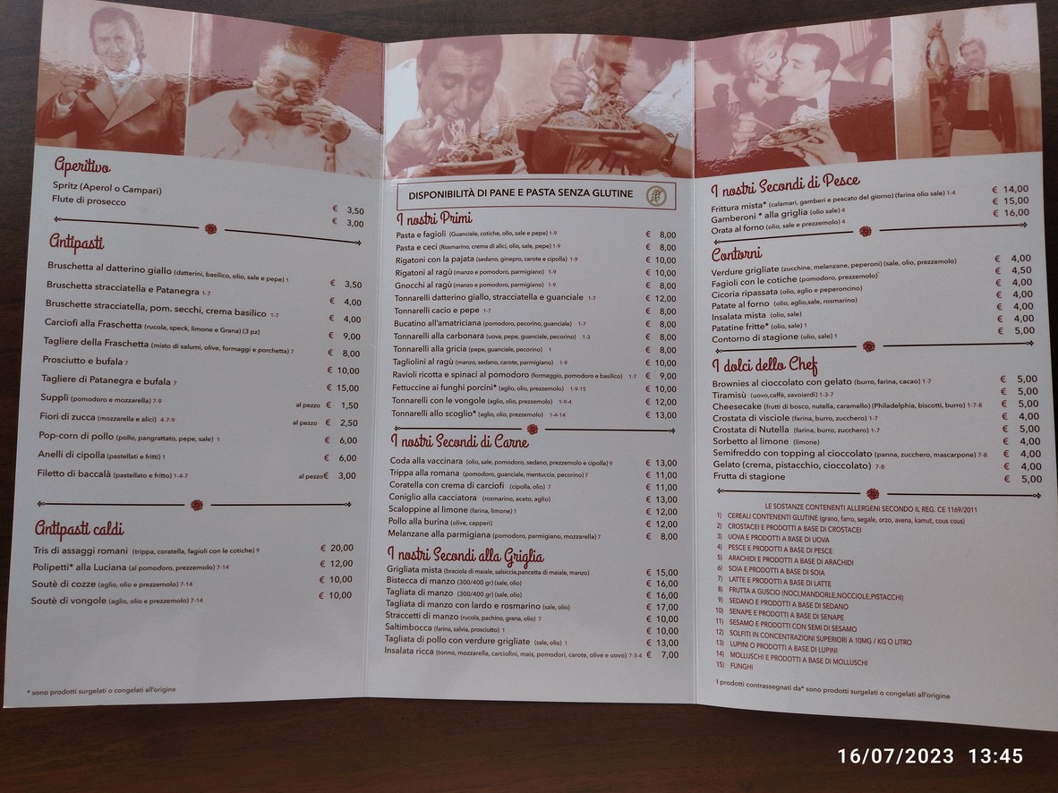 Trattoria La Fraschetta menu 1