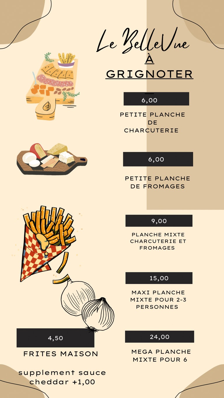 Le Bellevue Brasserie Boulogne-Billancourt Café menu 1